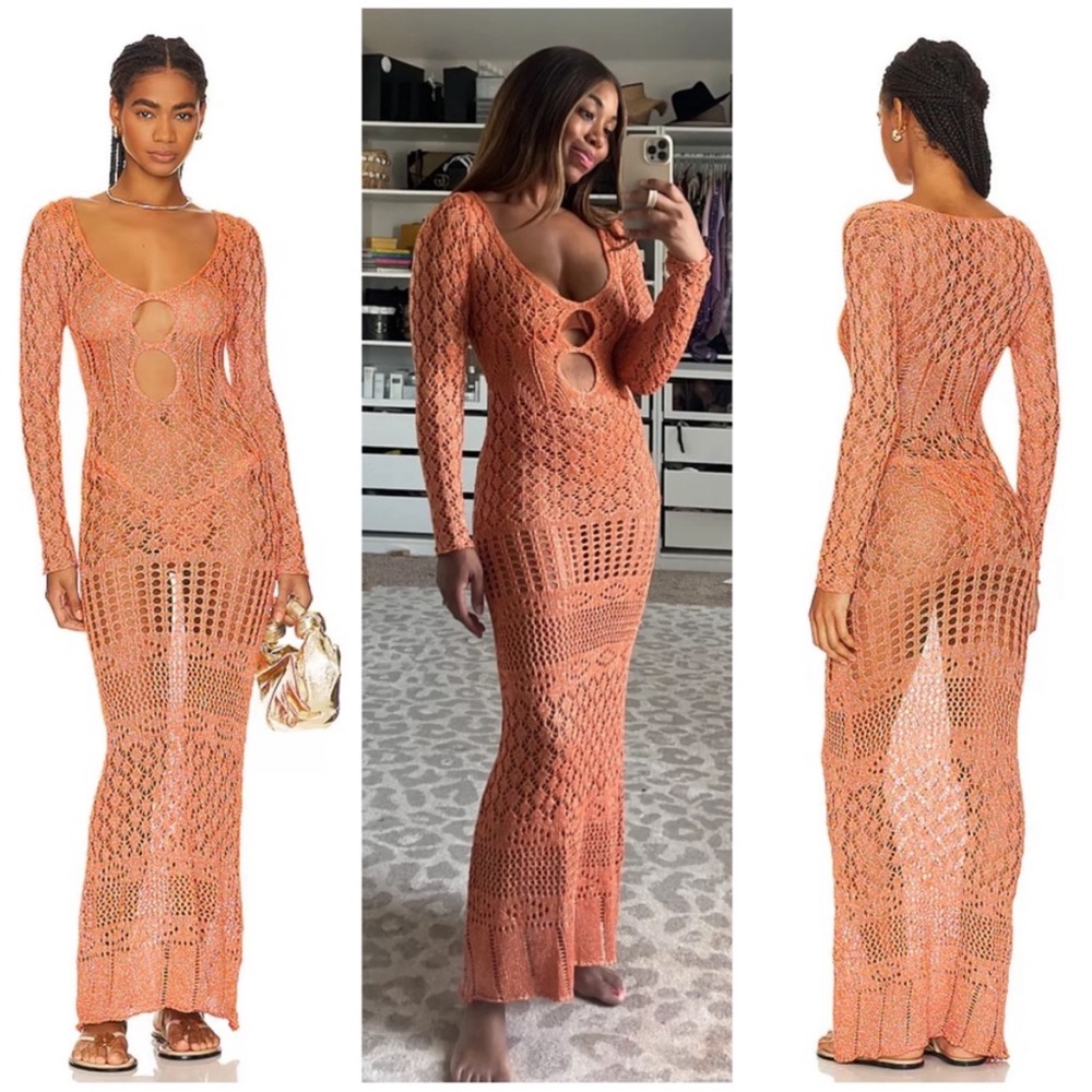 Elegant Crochet Orange Dress